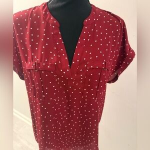 Maurices Red Top with White Dots